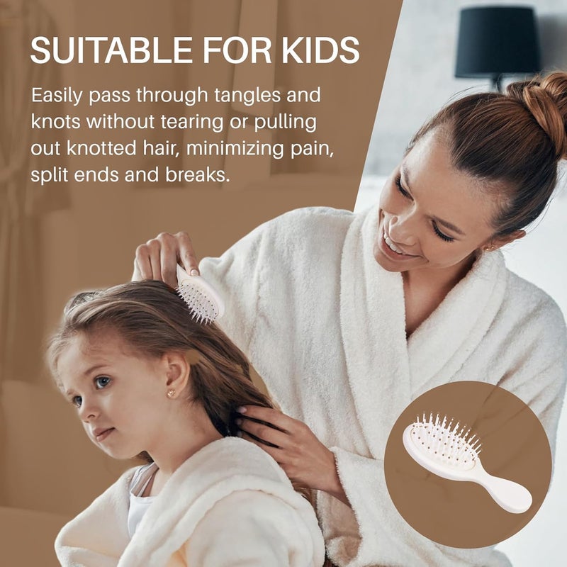 RHOS Mini Hair Brush for Women,Men and Kids-Travel Size Hair Brush for Purse,Pocket,backpack-Small Cushion Paddle Brush with Soft Bristles-Mini Detangler Brush for All Hair Types(1 Pack-Beige) - Image 5